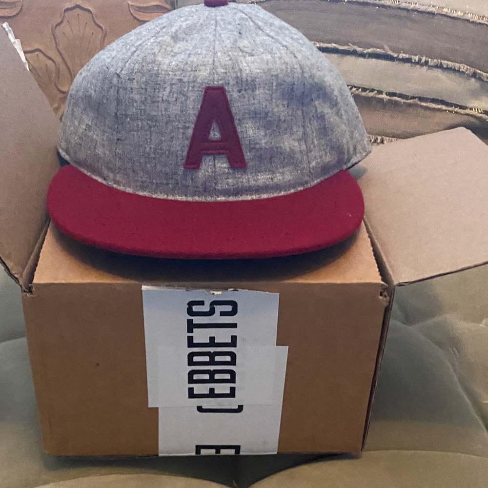 NWT Ebbets Field Gray and Red Cap